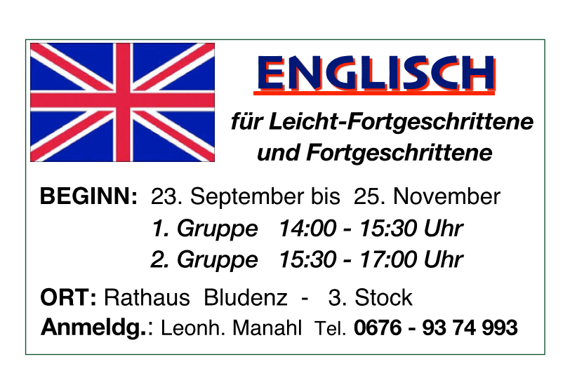 Englischkurs 2019